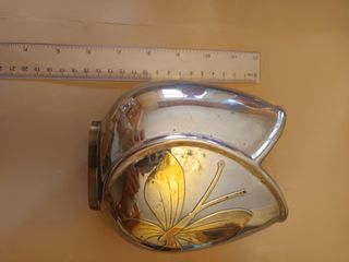 Jarrón chino latón antiguo mariposa