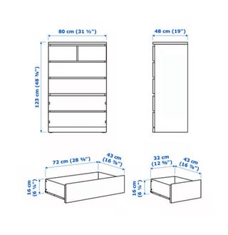 Cómoda MALM IKEA 6 cajones 80x123 cm