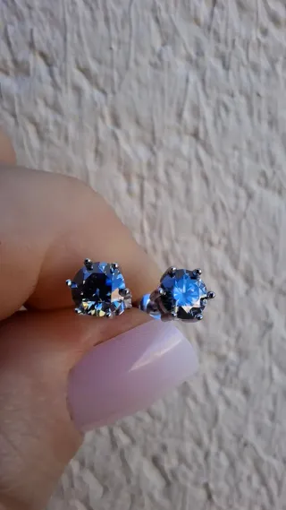 Pendientes Moissanita Gris Azulados