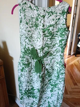 Vestido Purificación García blanco y verde T40