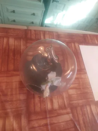 Jarrón terrario de cristal con base de madera