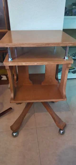 Mesa auxiliar vintage madera y metal