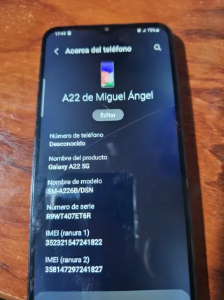 Samsung Galaxy A22 5G negro