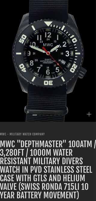 MWC DEPTHMASTER 100ATM Reloj Militar
