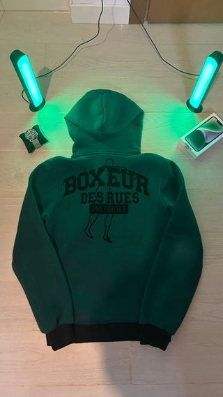 Felpa Boxeur des Rues verde con stampa