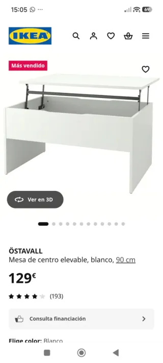 Mesa de centro elevable ÖSTAVALL IKEA