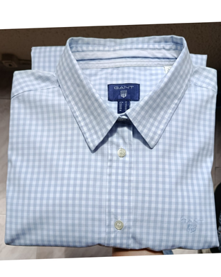 Camisa Gant cuadros celeste y blanco Talla M