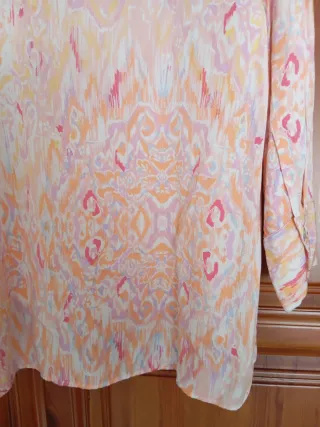 Blusa Cortefiel Estampada Naranja y Rosa