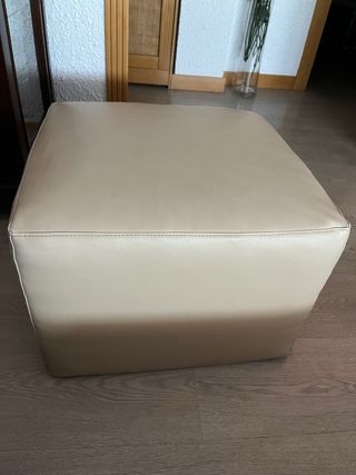 Puf Beige Piel Sintética