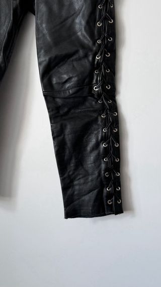 Pantalones de Cuero Vintage con Cordones