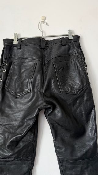 Pantalones de Cuero Vintage con Cordones
