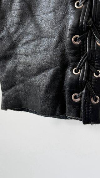 Pantalones de Cuero Vintage con Cordones