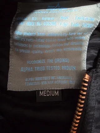 Chaqueta Alpha Industries Negra Talla M