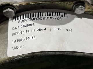 Caja de cambios citroen 20ch84 zx 1.9 diesel 95724