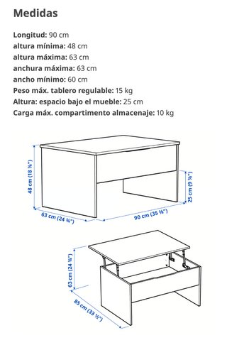 Mesa centro elevable ÖSTAVALL