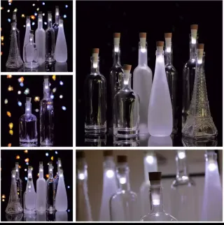 5 Tappi con Luce LED Ricaricabili per Bottiglie di Vino