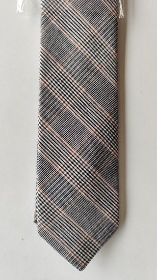Corbata Príncipe de Gales beige y gris