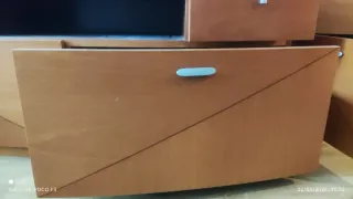 Mueble TV madera diseño curvo