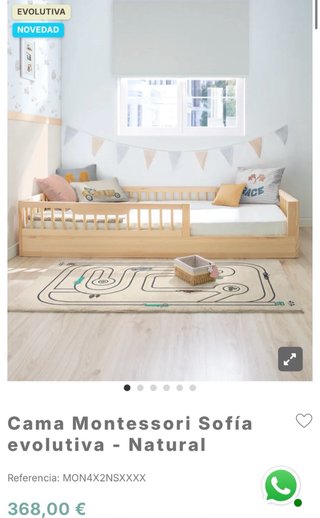 Cama Montessori infantil marca Baimba con colchón.