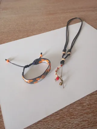 Pulsera y collar tejido multicolor