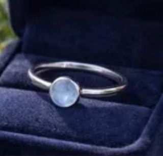 Anillo de Aguamarina autentica y plata, talla 18