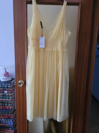 Vestido Zara Tul  Amarillo