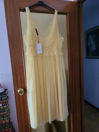 Vestido Zara Tul  Amarillo