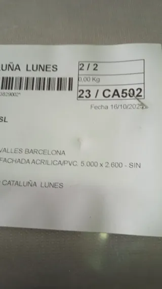 Lona acrílica para toldo 5.000 x 2.600