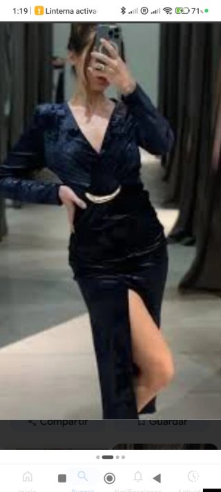 Vestido Zara Terciopelo Midi Azul/Morado Talla S