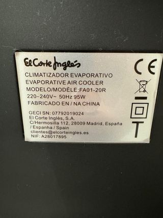 Climatizador Evaporativo El Corte Inglés SAONA