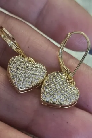 Pendientes Corazón Plata 925  y chapados en oro