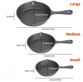 Juego de 3 sartenes de hierro fundido