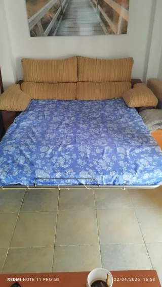 Sofá Cama 3 Plazas Beige/Marrón