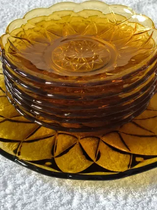 JUEGO PARA POSTRE TARTA BIZCOCHO CRISTAL TALLADO