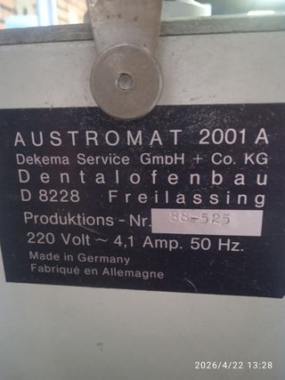 Horno Cerámica Dental DEKEMA AUSTROMAT 2001A
