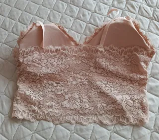 2 Sujetadores encaje rosa y otro  beige Talla XL