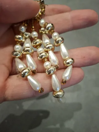Spilla vintage perle e strass oro