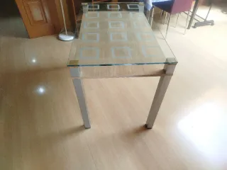 Mesa de cocina cristal y metal