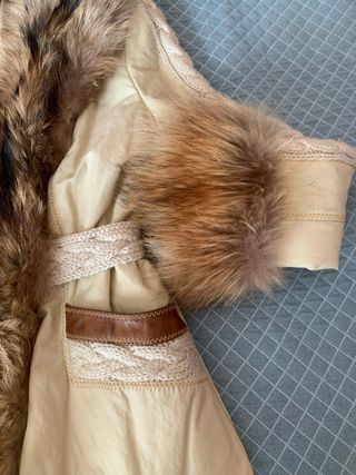 Chaqueta con Piel Zorro Beige y Marrón