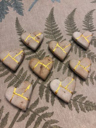 Imán arcilla corazón kintsugi