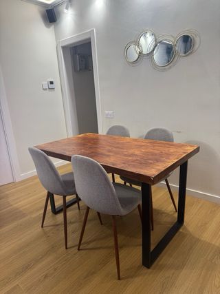 Mesa Comedor Madera 140 cm x 80 + 4 Sillas