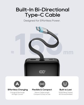 Batería Externa 25000 mAh 100W cable integrado NEW