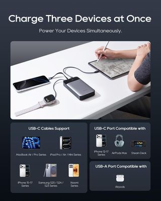 Batería Externa 25000 mAh 100W cable integrado NEW