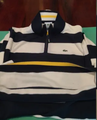 Jersey Lacoste Rayas Azul y Blanco
