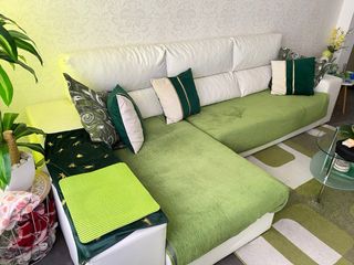 Sofá 4 plazas polipiel blanco roto