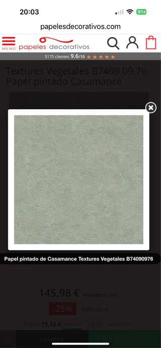 Papel pintado Casamance 1.5 rollos