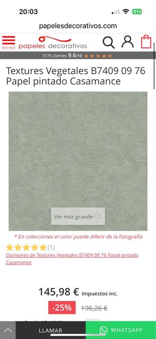 Papel pintado Casamance 1.5 rollos