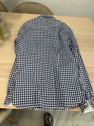 Camisa cuadros azul y blanco Mango