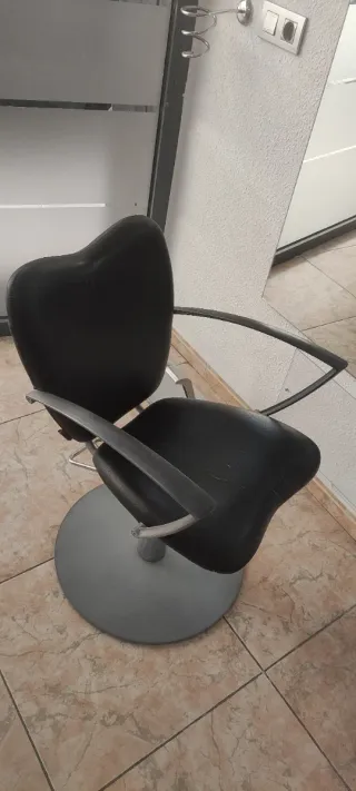 Sillón Peluquería Negro y Plata