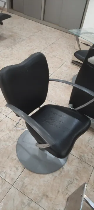 Sillón Peluquería Negro y Plata